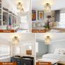 Light Fittings Ceilings - Gold Chandelier Crystal Light, Semi-Flush Ceiling Lights for Bedroom, Living Room, and Hallway Lighting Fit for E27 Base (FREE POSTAGE) Image 3