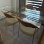 Modern Glass Table with Four Matching Cream Chairs Image 2