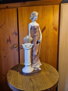 Vintage Tall Figurine of a Lady with a Flower Basket.