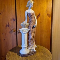 Vintage Tall Figurine of a Lady with a Flower Basket.