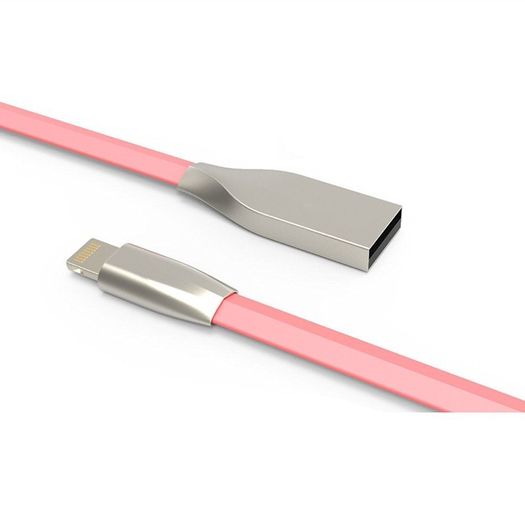 Pink 1m Zinc Alloy Data Sync / Lightning USB Cable for iPhone 7 6 6s Plus 5