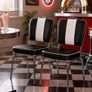 Set of 2 Retro American Diner Dining Chairs Black Faux Leather Chrome Kitchen Chairs 1950s Vintage Image 2
