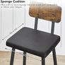 Bar Stools Set of 2, PU Upholstered Breakfast Bar Stools, Industrial Barstools with Backrest and Footrests, Bar Chairs for Kitchen, Dining Room, Bar, Rustic Brown and Black Image 2
