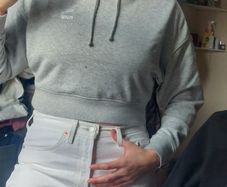 Puma Grey Cropped Hoodie / SIZE M Sweatshirt (as new)