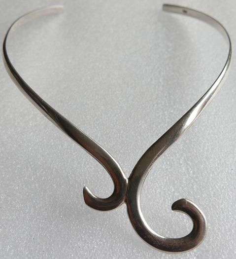 Vintage 1980s Sterling Silver 925 Torque Spiral Collar Necklace 37g
