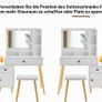 Dressing Table with Hollywood LED Mirror, Light Adjustable Brightness, Dressing Table, Padded Stool Set, White, Wooden Cosmetic Table with Drawer and Storage Cabinet Image 7