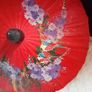 Vintage Chinese Sun Umbrella Handmade Paper and Bamboo Image 2