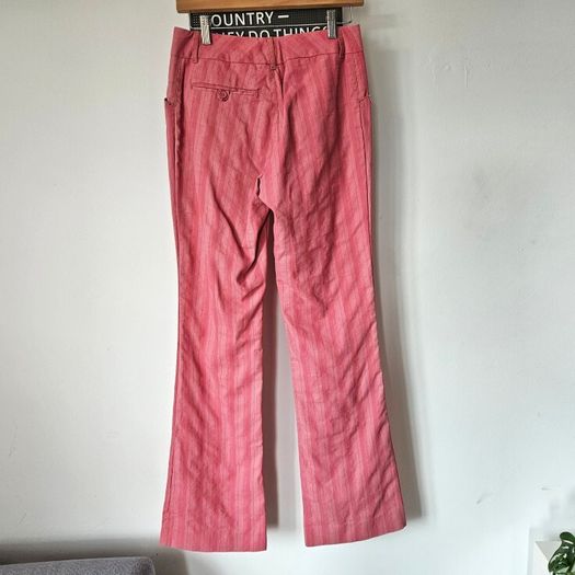 Vintage Y2K baby pink flared trousers striped mid rise cotton Size 8