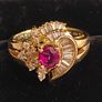 Ruby & diamond ring yellow gold Image 2