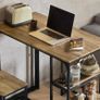 3-Piece Bar Table Set with Storage Shelves Industrial Style Dining Table with 2 Stools Image 3