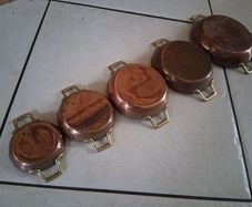 Graduated Set 5 Copper French Gratin Roasting Pans
