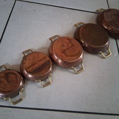 Graduated Set 5 Copper French Gratin Roasting Pans