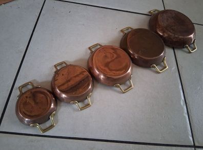 Graduated Set 5 Copper French Gratin Roasting Pans