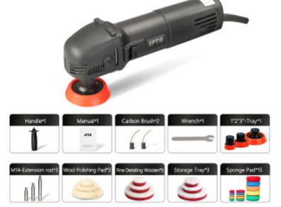 3" Polishing Machine Mini Car Polisher Home DIY Auto Micro Rotary Polisher with 29pcs Car Polishing Pad Set
