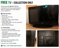 Giving away F&H 32" LCD TV