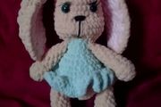 Crochet bunny with green dress
