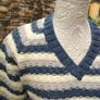 Blue and white striped knit sweater Image 3