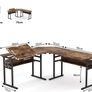 _L-shaped desk, computer desk corner desk, computer desk with tiltable drawing board, PC desk angle combination for office work study room Image 4