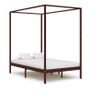 Canopy Bed Frame Dark Brown Solid Pine Wood 140x200 cm Image 2