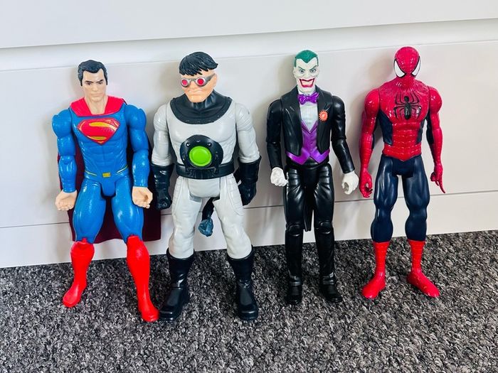 Superman, Doctor Octopus and Spiderman action figures