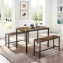 Dining Table Kitchen Table Set 110 x 70 x 75 cm with 2 Benches 97 x 30 x 50 cm Metal Frame Kitchen Living Room Dining Room Industrial Design Image 2