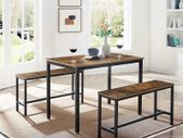 Dining Table Kitchen Table Set 110 x 70 x 75 cm with 2 Benches 97 x 30 x 50 cm Metal Frame Kitchen Living Room Dining Room Industrial Design