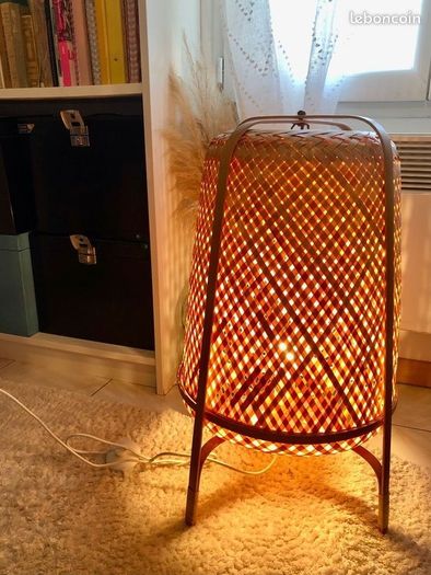 Vintage ikea bamboo rattan lamp