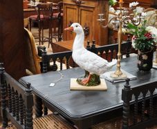 Large Antique French Glazed Terracotta Goose