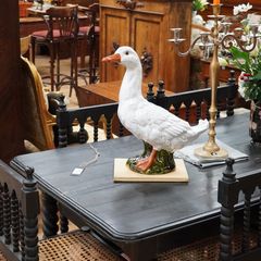 Large Antique French Glazed Terracotta Goose