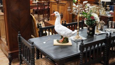 Large Antique French Glazed Terracotta Goose