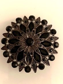 Vintage Black Brooch 1980s