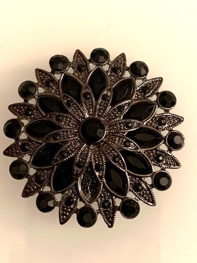 Vintage Black Brooch 1980s