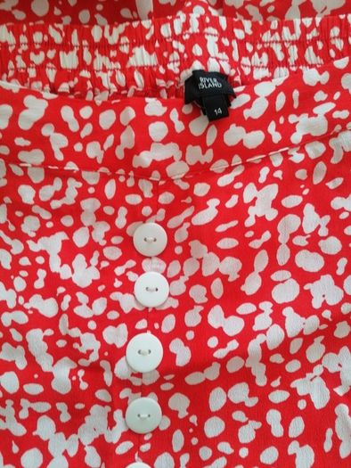 River Island Red & White Midi Skirt