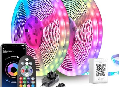 FREE EXPRESS SHIPPING  LED Strip Lights 30m (2 Rolls of 15m) Ultra-Long Music Sync, App Control with Remote, RGB Tape for Bedroom