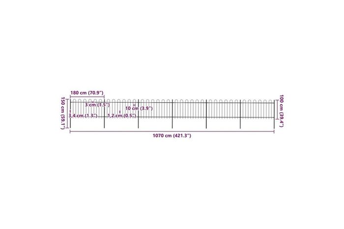 Garden Fence With Hoop Top Steel 10.2x1 M