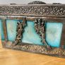 Vintage Chinese Stone Agate? Box with Ornamental Lion Head Dragon Phoenix Butterfly Image 6
