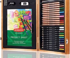 Wooden Gift Box, Complete 35 Piece Art Set with Colouring Pencils, Pastels & Accessories, Ideal Collection for Drawing, Sketching & Crafts, Premium Hobbyist Quality Kit (FREE POSTAGE)