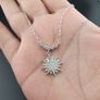 925 Sterling Silver Sparkling Sunburst Pendant Necklace with CZ Stones Elegant Radiant Star Design Image 10