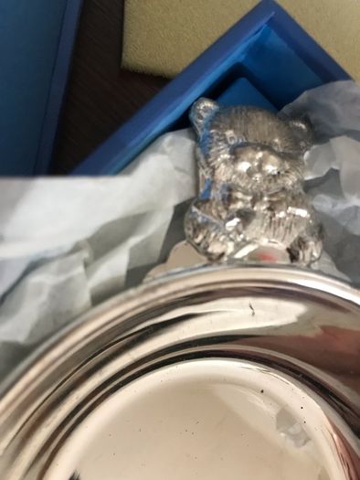 Silverplate Teddy Dish & Cutlery Set - New / Boxed