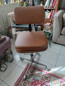 Antique office chair brown leather with extra cushion
