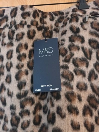 M&S Camel Milx Animal Print  Skirt. S. 16.  B.N.W.T