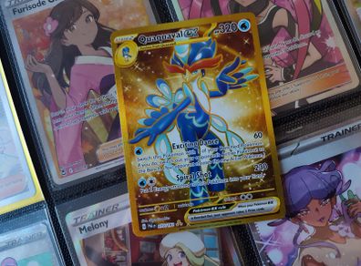 Quaquaval EX Gold ! Secret Rare ! from Paldea Evolved Set ! 2023 ! Pokemon Card !