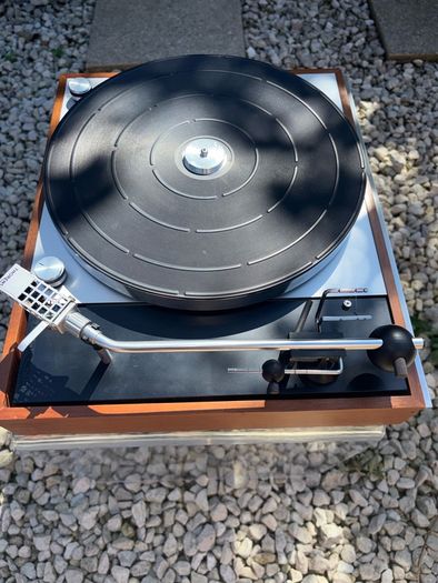 Absolutely immaculate factory condition Thorens Td 150 Mark II. With original side cut dust cover in incredible condition after 55 years. Hand-built in Switzerland and Germany and one of the most famous and highly-regarded turntables ever made.