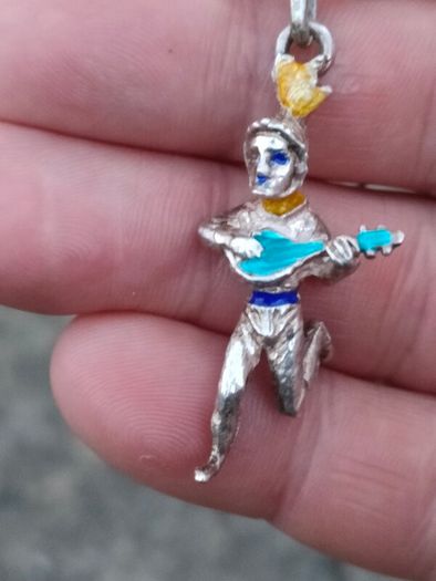 19th Century Italian Silver Jester Pendant Set