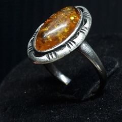 Sterling Silver 925 Amber Ring