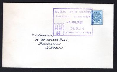 1968 Ireland Dublin Stamp Society Philatelic Exhibition Chow cancel on cover