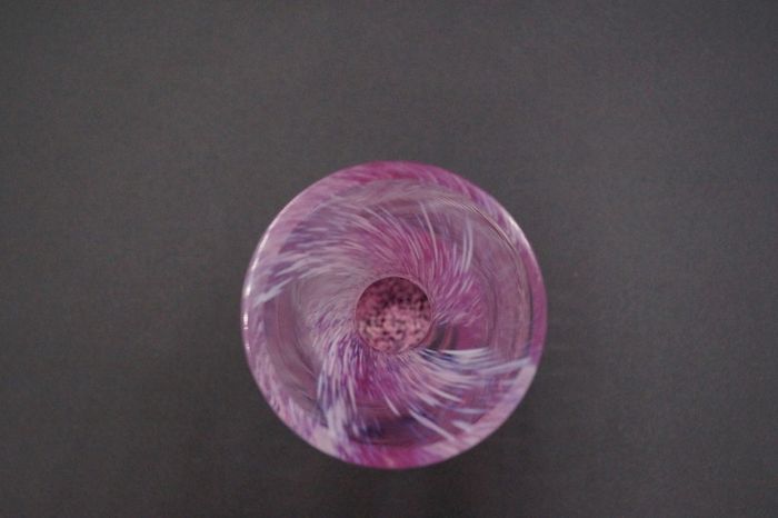 Caithness British Pink + White Speckled Glass Vase