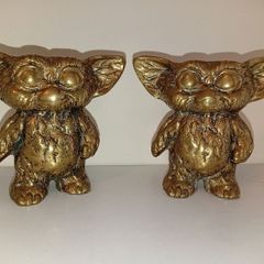 Gremlin sculptures / 2 x Gizmo figurines / statues Vintage solid brass Heavy figurines approx 9cm