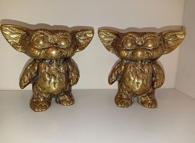 Gremlin sculptures / 2 x Gizmo figurines / statues Vintage solid brass Heavy figurines approx 9cm
