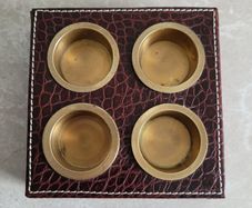 Vintage brass & leather tealight holder